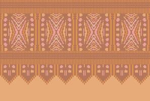cross stitch Embroidery ethnic pattern, Vector Geometric ornate background, Cross stitch retro zigzag style, Blue and yellow pattern knitting continuous, Design for textile, fabric, digital print