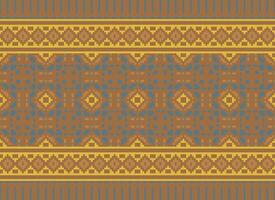 Cross Stitch pattern with Floral Designs. Traditional cross stitch needlework. Geometric Ethnic pattern, Embroidery, Textile ornamentation, fabric, Hand stitched pattern, Cultural stitching pixel art. vector