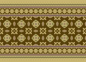 cross stitch traditional ethnic pattern paisley flower Ikat background abstract Aztec African Indonesian Indian seamless pattern for fabric print cloth dress carpet curtains and sarong vector