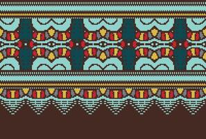 cross stitch traditional ethnic pattern paisley flower Ikat background abstract Aztec African Indonesian Indian seamless pattern for fabric print cloth dress carpet curtains and sarong vector