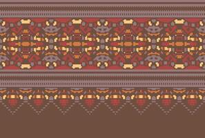 cross stitch Embroidery ethnic pattern, Vector Geometric ornate background, Cross stitch retro zigzag style, Blue and yellow pattern knitting continuous, Design for textile, fabric, digital print