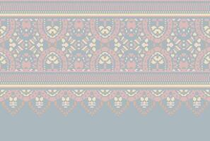 cross stitch traditional ethnic pattern paisley flower Ikat background abstract Aztec African Indonesian Indian seamless pattern for fabric print cloth dress carpet curtains and sarong vector