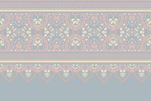 cross stitch traditional ethnic pattern paisley flower Ikat background abstract Aztec African Indonesian Indian seamless pattern for fabric print cloth dress carpet curtains and sarong vector