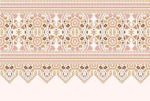 cross stitch Embroidery ethnic pattern, Vector Geometric ornate background, Cross stitch retro zigzag style, Blue and yellow pattern knitting continuous, Design for textile, fabric, digital print