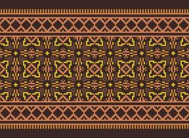 cross stitch traditional ethnic pattern paisley flower Ikat background abstract Aztec African Indonesian Indian seamless pattern for fabric print cloth dress carpet curtains and sarong vector