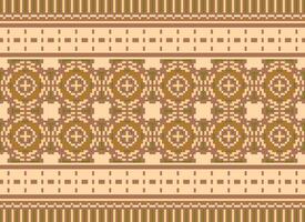 cross stitch Embroidery ethnic pattern, Vector Geometric ornate background, Cross stitch retro zigzag style, Blue and yellow pattern knitting continuous, Design for textile, fabric, digital print