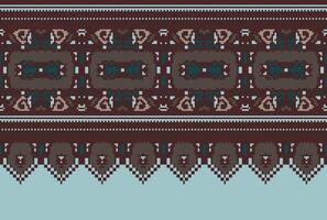 cross stitch traditional ethnic pattern paisley flower Ikat background abstract Aztec African Indonesian Indian seamless pattern for fabric print cloth dress carpet curtains and sarong vector