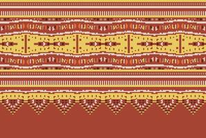 cross stitch Embroidery ethnic pattern, Vector Geometric ornate background, Cross stitch retro zigzag style, Blue and yellow pattern knitting continuous, Design for textile, fabric, digital print