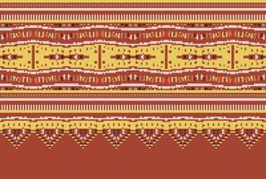 cross stitch Embroidery ethnic pattern, Vector Geometric ornate background, Cross stitch retro zigzag style, Blue and yellow pattern knitting continuous, Design for textile, fabric, digital print