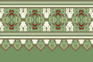 cross stitch Embroidery ethnic pattern, Vector Geometric ornate background, Cross stitch retro zigzag style, Blue and yellow pattern knitting continuous, Design for textile, fabric, digital print