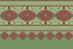 cross stitch Embroidery ethnic pattern, Vector Geometric ornate background, Cross stitch retro zigzag style, Blue and yellow pattern knitting continuous, Design for textile, fabric, digital print