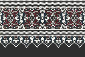 Pixel Cross Stitch pattern with Floral Designs. Traditional cross stitch needlework. Geometric Ethnic pattern, Embroidery, Textile ornamentation, fabric, Hand stitched pattern, Cultural stitching vector