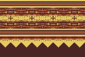cross stitch Embroidery ethnic pattern, Vector Geometric ornate background, Cross stitch retro zigzag style, Blue and yellow pattern knitting continuous, Design for textile, fabric, digital print