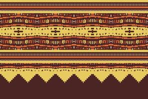 cross stitch Embroidery ethnic pattern, Vector Geometric ornate background, Cross stitch retro zigzag style, Blue and yellow pattern knitting continuous, Design for textile, fabric, digital print