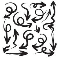 Set of hand drawn arrow vector icons. doodle elements isolated on white background