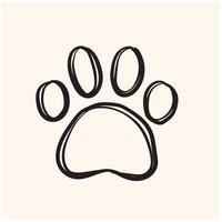 Dog paw with illustration style doodle and line art vector