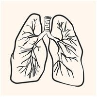 lungs doodle drawing, Medical with illustration style doodle and line art vector