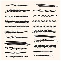 Handmade Collection Set of Underline Strokes in Marker Brush with Illustration style doodle and line art vector