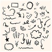 Doodle line cute element set with illustration style doodle and line art vector