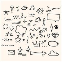 Doodle line cute element set with illustration style doodle and line art vector