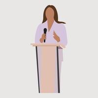 A businesswoman who succeeds delivers a speech vector