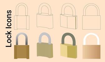 Lock icons in different style. Lock icons. Different style icons set. Vector illustration Vector