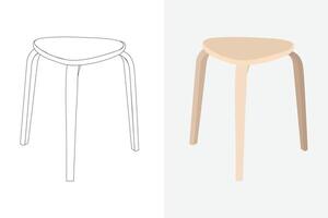 Vector and line design of a set of three-legged stools