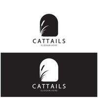 cattails or river reed grass plant logo design, aquatic plants, swamp, wild grass vector