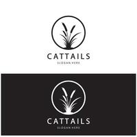 cattails or river reed grass plant logo design, aquatic plants, swamp, wild grass vector