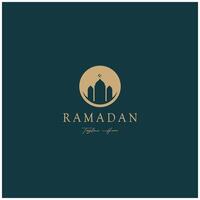 Ramadan Mubarak logo with lantern elements, crescent moon and star mosque building, Islamic calligraphy pattern, for business, architecture, Muslims, Eid, Eid cards, Islamic education vector