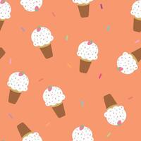 Seamless pattern with cute cartoon vanilla ice cream for fabric print, textile, gift wrapping paper. children's colorful vector, flat style vector