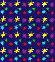 Seamless abstract pattern in doodle style in the form of multi-colored stars on a blue background vector