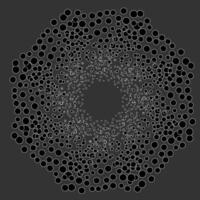 Round abstract pattern in the form of black and white balls on a gray background vector