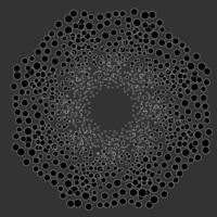 Round abstract pattern in the form of black and white balls on a gray background vector