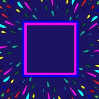 Vector abstract blue frame decorated with colorful splashes in doodle style