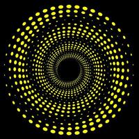 Abstract pattern in the form of a spiral of gold circles on a black background vector