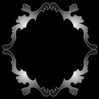 Stylish carved silver frame on a black background vector