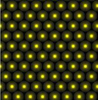 Vector seamless texture in the form of yellow balls glowing with bright light on a black background