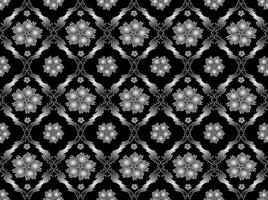 Beautiful seamless gray floral pattern on a black background vector