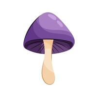 Purple mushroom in flat style on a white background. Vector illustration of a mushroom.