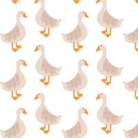 Seamless pattern with goose. Spring background for your design. Cute goose in flat style on a white background. Spring. Easter. vector