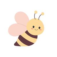 abeja en plano estilo. vector ilustración de un insecto en un blanco antecedentes. linda abeja personaje.