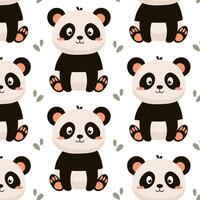 Seamless pattern with cute panda. Vector illustration of a panda in flat style. Kids pattern. Background with panda.