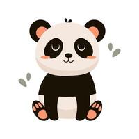 Panda. Cute panda with closed eyes on a white background. Vector illustration of a panda in flat style.