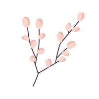 Blooming spring branch in flat style. Spring branch with buds on a white background. Spring. vector