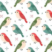 Seamless pattern with different birds. Birds in flat style. Pattern for background, textile, packaging or any of your designs. vector