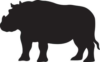 Hippo Silhouette Vector Illustration White Background