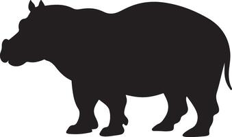 Hippo Silhouette Vector Illustration White Background