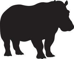 Hippo Silhouette Vector Illustration White Background