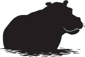 Hippo Silhouette Vector Illustration White Background